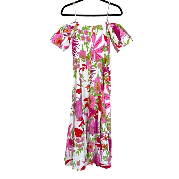 Cult Gaia Dina Floral Cutout Midi Dress Linen Blend Size 4 - Picture 6 of 15